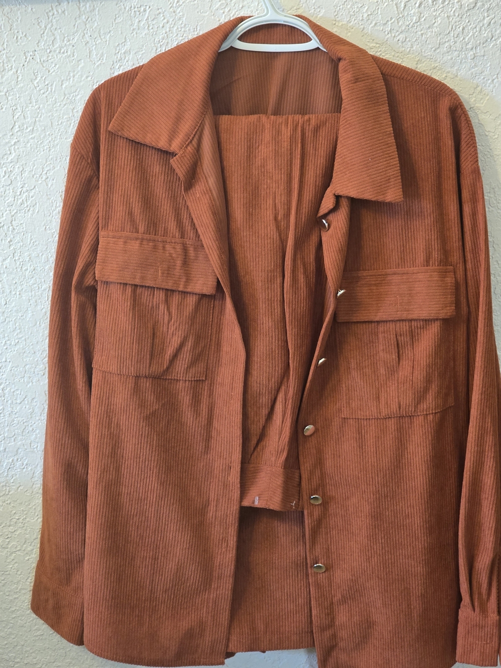 Corduroy Utility Blazer Jacket in Rust
